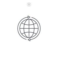 Globe with Arrow icon symbol illustration isolated on white background vector