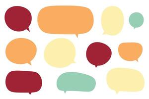 Set speech bubbles with Autumn and fall concept on white background.warm color chat doodle message or communication icon Cloud speaking for comics and minimal message dialog vector
