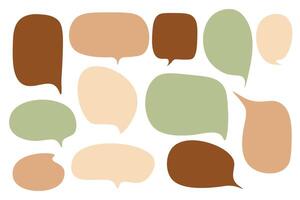 Set speech bubbles with brown Autumn and fall concept on white background.warm color chat doodle message or communication icon Cloud speaking for comics and minimal message dialog vector