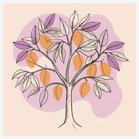 Mango Tree Art, A Stunning Illustration of Tropical Fruit Trees vector