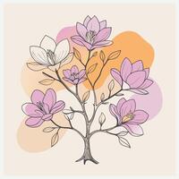 Magnolia Tree - Elegant and Detailed Botanical Illustration vector