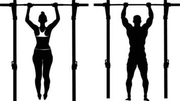 Pull Ups Silhouette, Pull Up Exercise Silhouette. vector