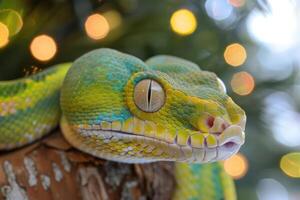 Snake symbol of 2025 year with Christmas tree fir branches photo