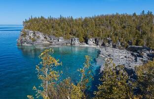Top View of Georgian Bay Beach in Bruce Peninsula National Park in Ontario, Canada photo