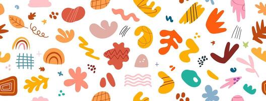 Abstract cute shape doodle fun hand drawn in pattern seamless background. Autumn vector