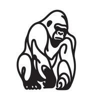 a single outline black gorila sillhouette vector
