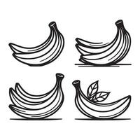 a single-line black banana silhouette set with a white background vector