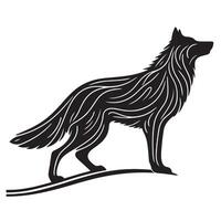 a black silhouette single line gray wolf with white background image vector