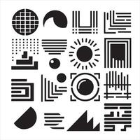 black Brutalist geometric shapes, modern symbols. Simple primitive elements and forms. Retro design, trendy contemporary minimalist style, y2k. illustration vector