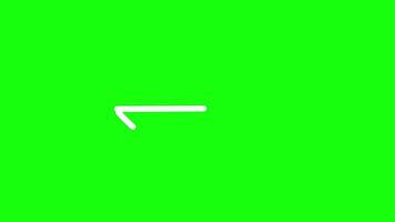 straight arrow sketch, smooth straight arrow pointing in any direction. Arrow symbol animation on green screen, alpha channel, transparent video