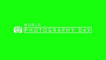 World photography day text animation, green screen, transparent, alpha channel video
