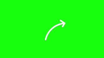 animation of arrow sign symbol on green screen, smoothly curved arrow hand pointing to direction. Arrow symbol animation on green screen, alpha channel, transparent video