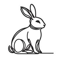 black silhouette singal line rabbit with white background vector
