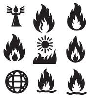 black burning icon set silhouette with white background vector