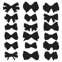 A collection of black bows with varying sizes and shapes. The bows are all black and are arranged in a row with white background vector