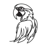 a black silhouette single line macaw with white background image vector