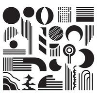 black Brutalist geometric shapes, modern symbols. Simple primitive elements and forms. Retro design, trendy contemporary minimalist style, y2k. illustration vector