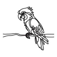 a black silhouette single line macaw with white background image vector