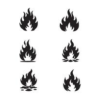 black burning icon set silhouette with white background vector