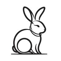 black silhouette singal line rabbit with white background vector
