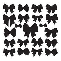A collection of black bows with varying sizes and shapes. The bows are all black and are arranged in a row with white background vector