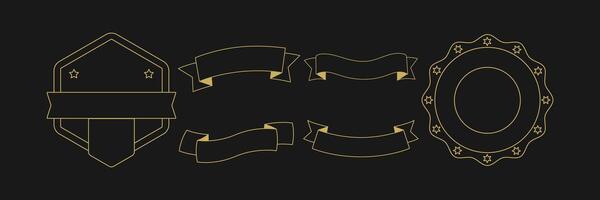 Outline Vintage Ribbon Badge Set vector