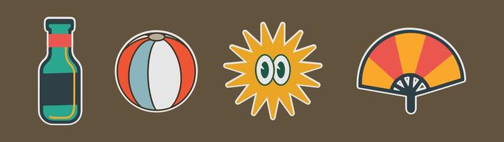 Retro Summer Beach Fun Stickers vector