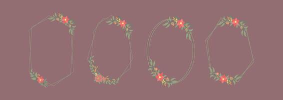 Floral Geometric Frame Set vector