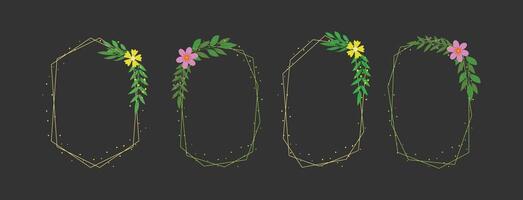 Floral Geometric Frame Design Set vector