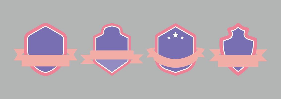 Vintage Ribbon Shield Badge Set