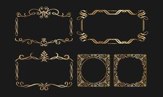 Luxurious Gold Decorative Frame Set for Elegant Invitations and Design Projects vector