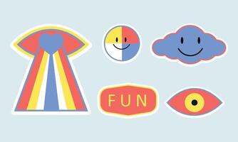 Retro Colorful Sticker Set vector
