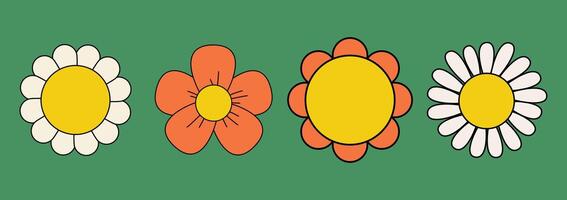 Bright Retro Flower Illustration Design vector