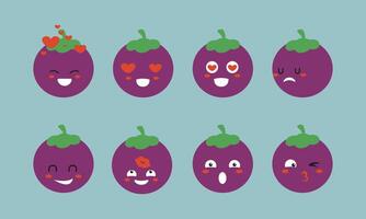 Cute Grappe Emoji Character Set vector