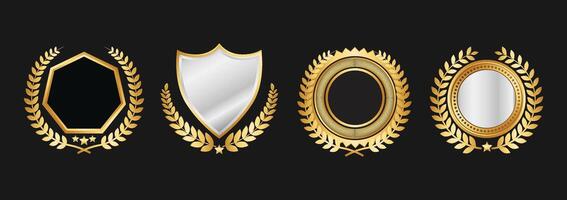 Elegant Gold Laurel Shield Badges vector