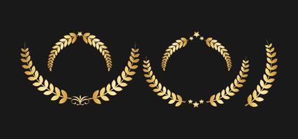 Golden Laurel Wreath Set vector