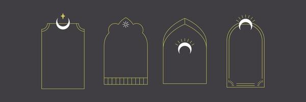 Boho Crescent Moon Frame Collection vector