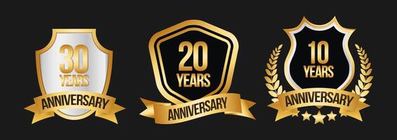 Gold Anniversary Badge Set vector