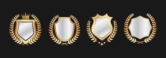 Luxurious Gold Laurel Shield Badges vector