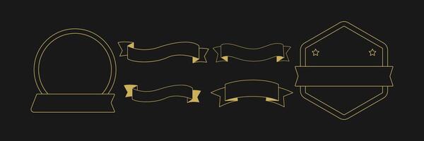 Vintage Badge and Ribbon Outline Collection vector