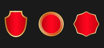 Red Shield Badge Design Set vector