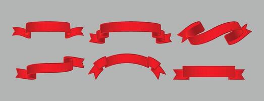 Red Ribbon Banners Design Set vector