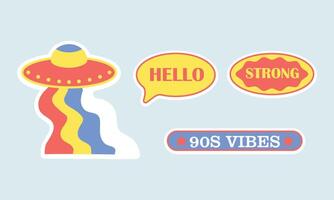 Retro 90s Vibes Sticker Set vector