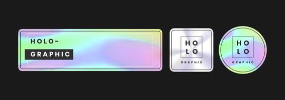 Holographic Gradient Label Sticker Design Set vector
