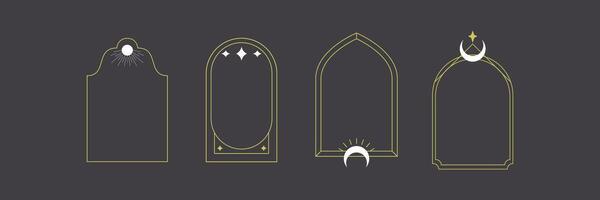 Elegant Boho Crescent Moon Frames Collection vector