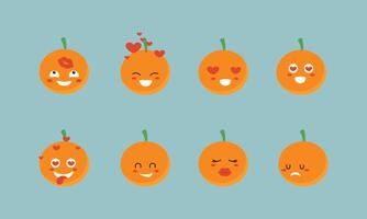 Expression Cute Orange Emoji Character Set vector
