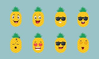 Pineapple Emoji Character Set vector