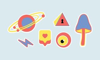 Retro Funky Sticker Set vector