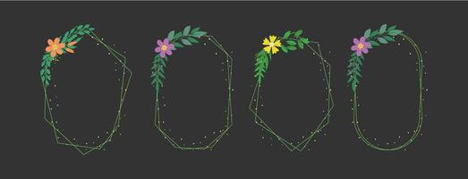 Geometric Floral Frame Set vector