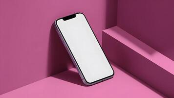 Blank screen modern smartphone mockup template, ideal for UIUX design, featuring a blank display and front and corner views of a smartphone, Mobile screen mockup photo